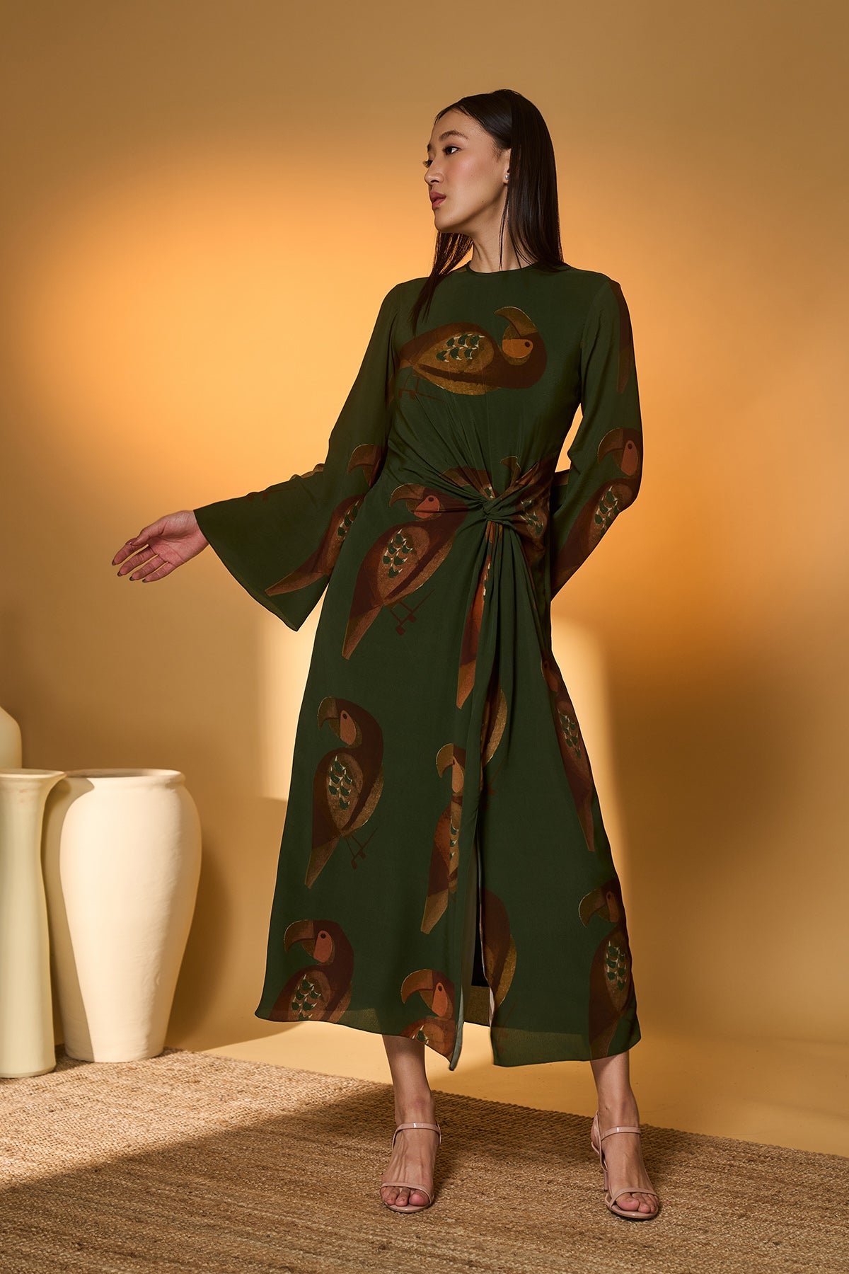 Olive Green Chirpy Dress