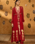 Red Pop Pod Pendant Anarkali Set - Ready to Ship