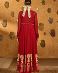 Red Pop Pod Pendant Anarkali Set - Ready to Ship