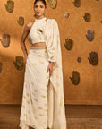 Ivory Soft Lantern Sticthed Saree - Ready to Ship