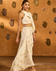 Ivory Soft Lantern Sticthed Saree - Ready to Ship