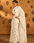 Ivory Soft Lantern Sticthed Saree - Ready to Ship