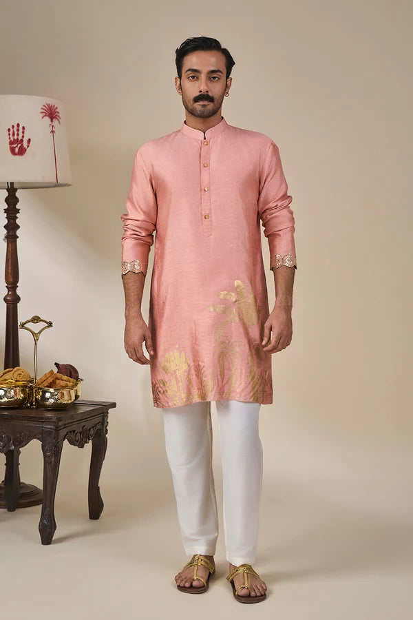 Salmon Pink Backwater Postcard Kurta Set