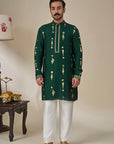 Bottle Green Kochi Conch Kurta Set