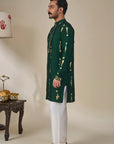 Bottle Green Kochi Conch Kurta Set