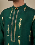 Bottle Green Kochi Conch Kurta Set