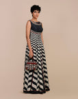 Midnight Blue Chevron Anarkali
