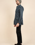 Midnight Blue Chevron Bandhgala