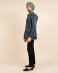 Midnight Blue Chevron Bandhgala