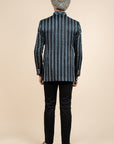 Midnight Blue Chevron Bandhgala