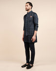 Midnight Blue Chevron Nehru Jacket