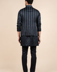 Midnight Blue Chevron Nehru Jacket