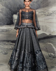 Midnight Blue Chevron Skirt Set | Baroda