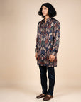 Midnight Blue Floral Print Kurta