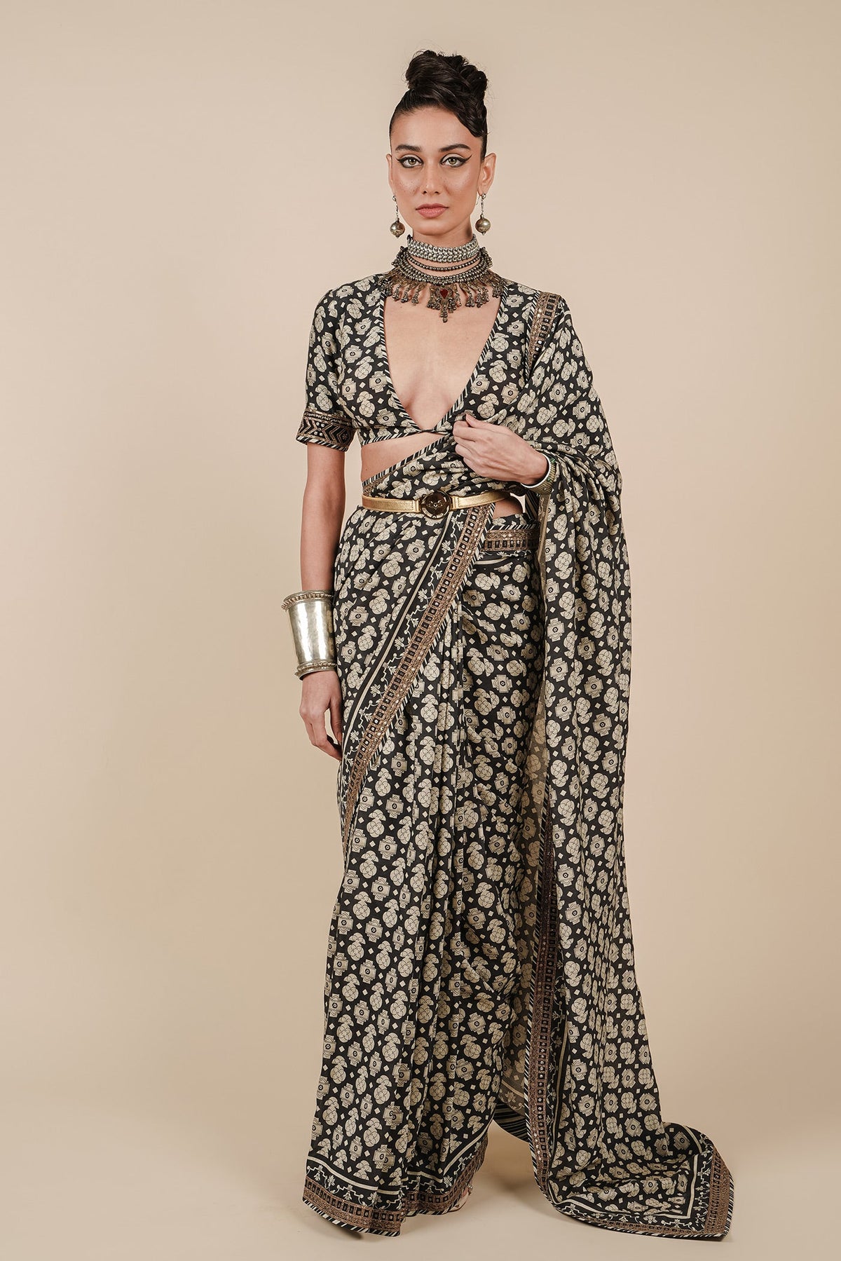 Sunny's Bridal - JJV By JJ Valaya - Midnight Blue - Ivory Saree Set ...