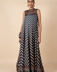 Midnight Blue Printed Anarkali
