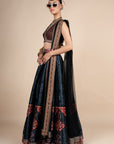 Midnight Blue Tonal Print Skirt Set