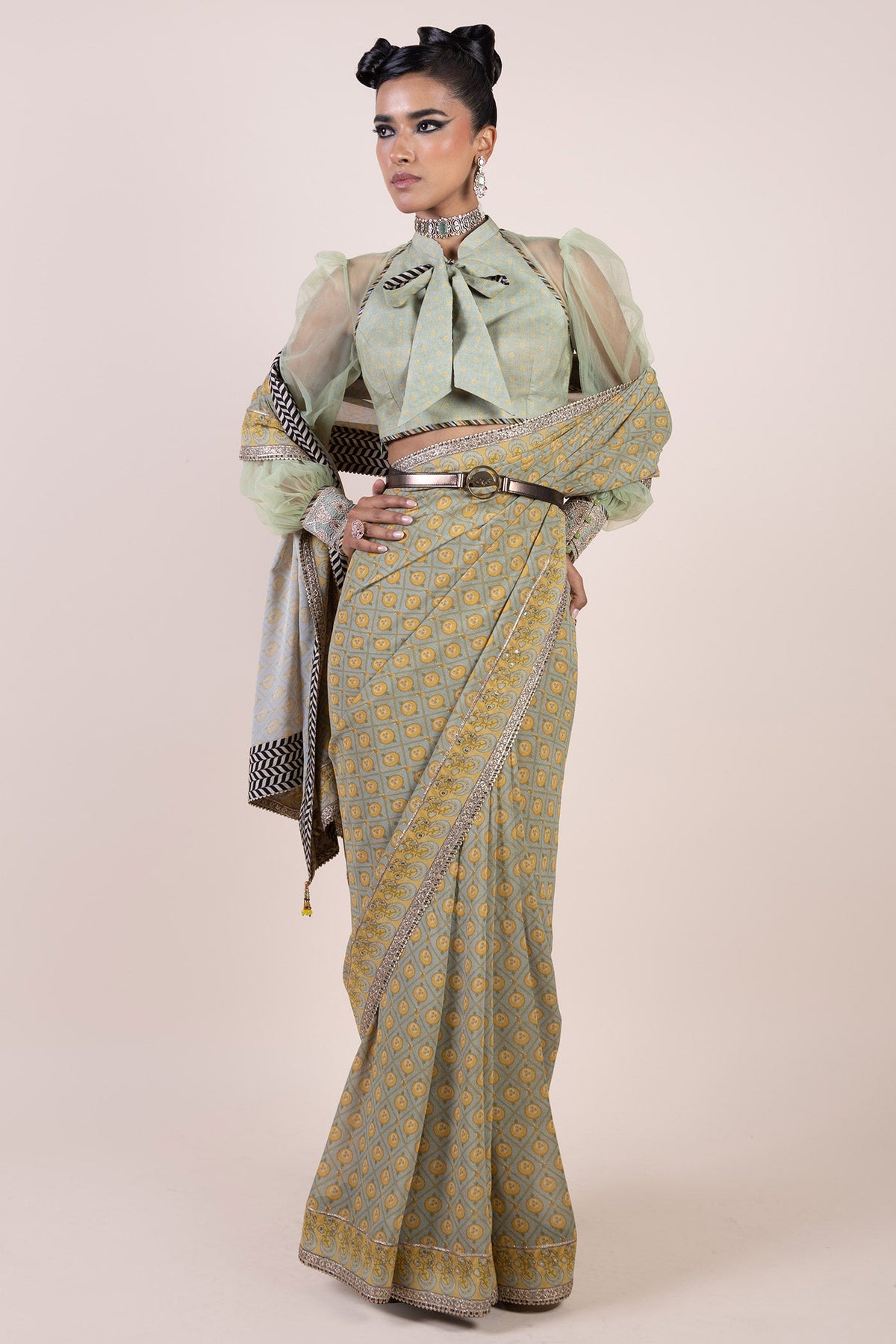 Sunny's Bridal - JJV By JJ Valaya - Mint Green Saree Set - Chhé by JJV