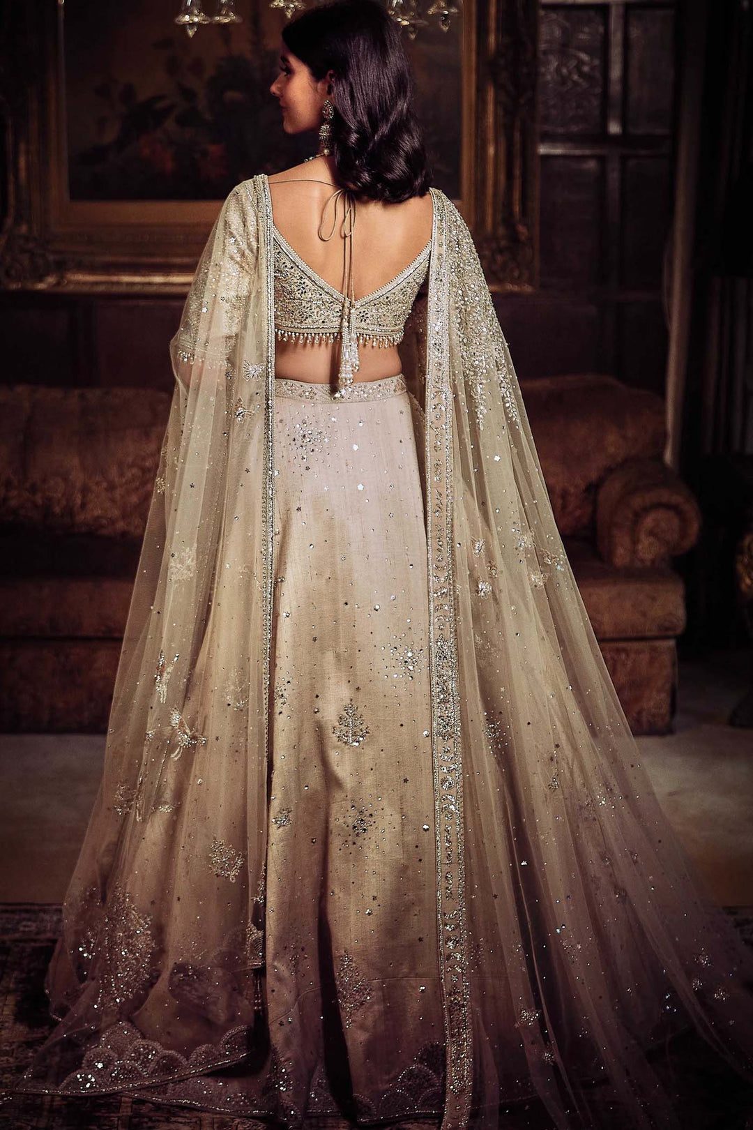The Silver Needle Tree of Life Lehenga