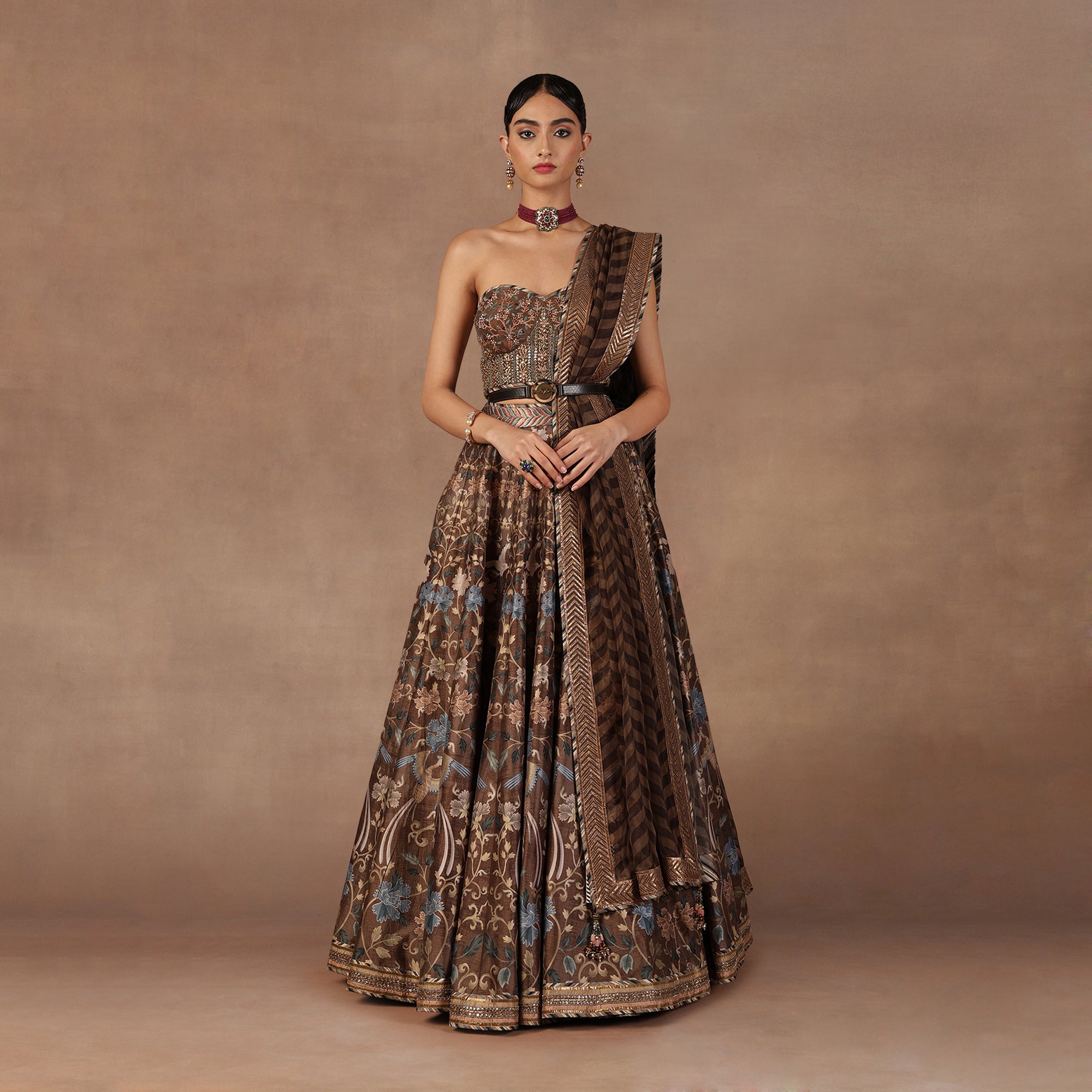 Mocha Brown Skirt Set
