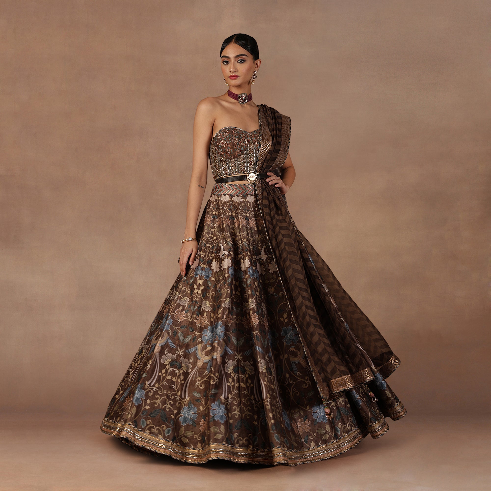 Mocha Brown Skirt Set