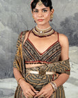 Multi-Hued Chevron Saree Set | Baroda