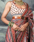 Multi-Hued Striped Saree Set