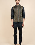 Multicoloured Striped Nehru Jacket
