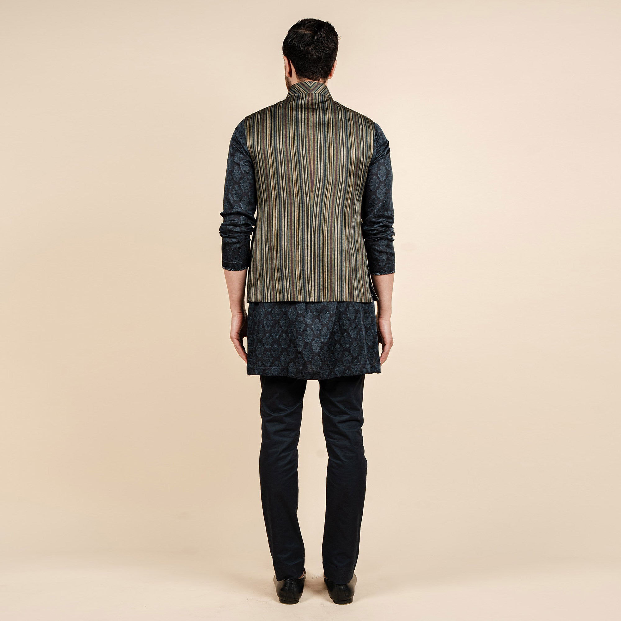 Multicoloured Striped Nehru Jacket