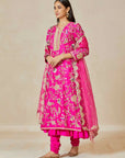 Rani Pink Mulberry Chints Kurta Set