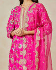 Rani Pink Mulberry Chints Kurta Set