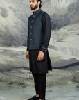 Navy Blue Chevron Nehru Jacket