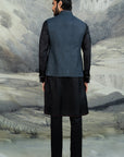Navy Blue Chevron Nehru Jacket