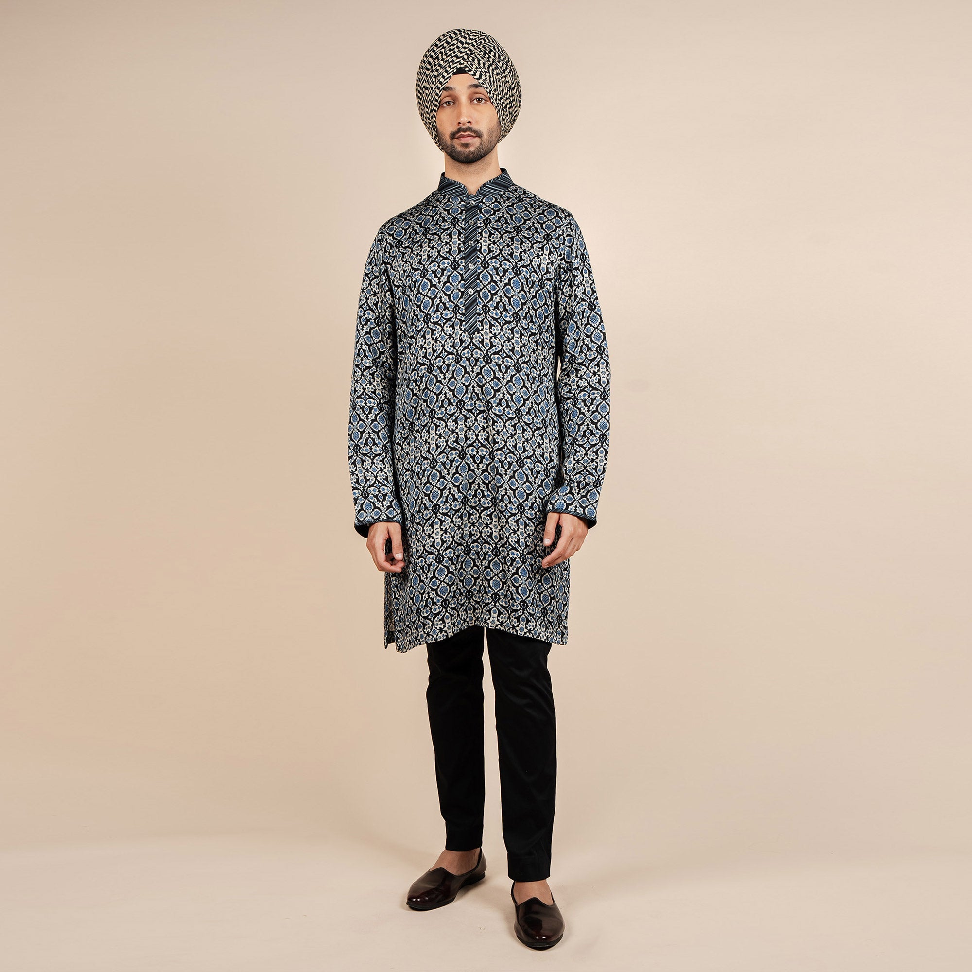 Navy Blue - Ivory Kurta