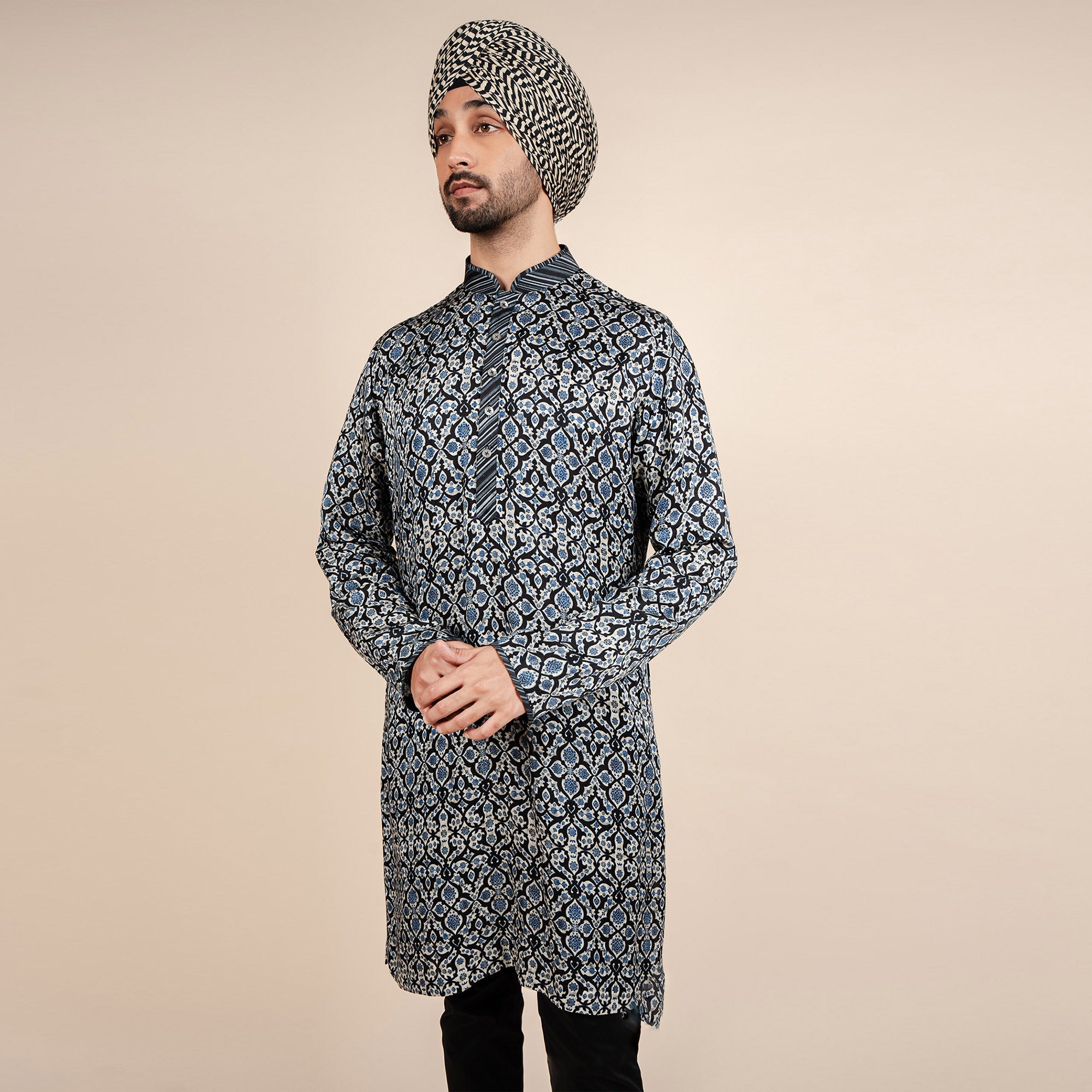 Navy Blue - Ivory Kurta