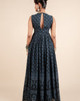 Navy Blue Printed Anarkali