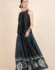 Navy Blue Printed Sharara Set