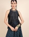 Navy Blue Printed Sharara Set