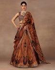 Ochre Mustard Jamawar Skirt Set