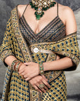 Olive Mustard - Midnight Blue Saree Set | Baroda