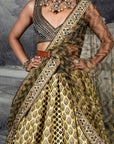 Olive Mustard - Midnight Blue Skirt Set | Baroda