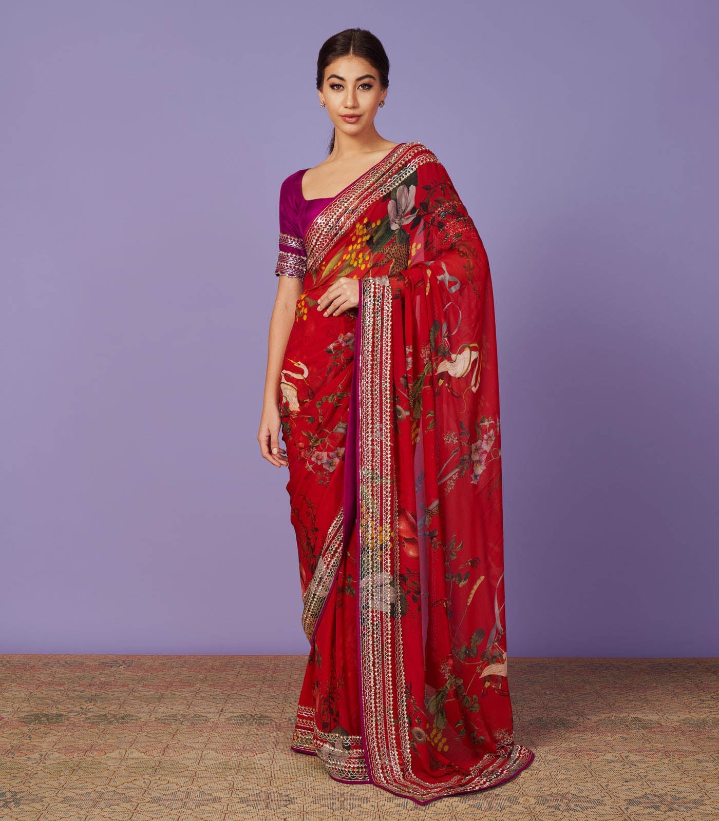 Sequins Embroidery Saree Set