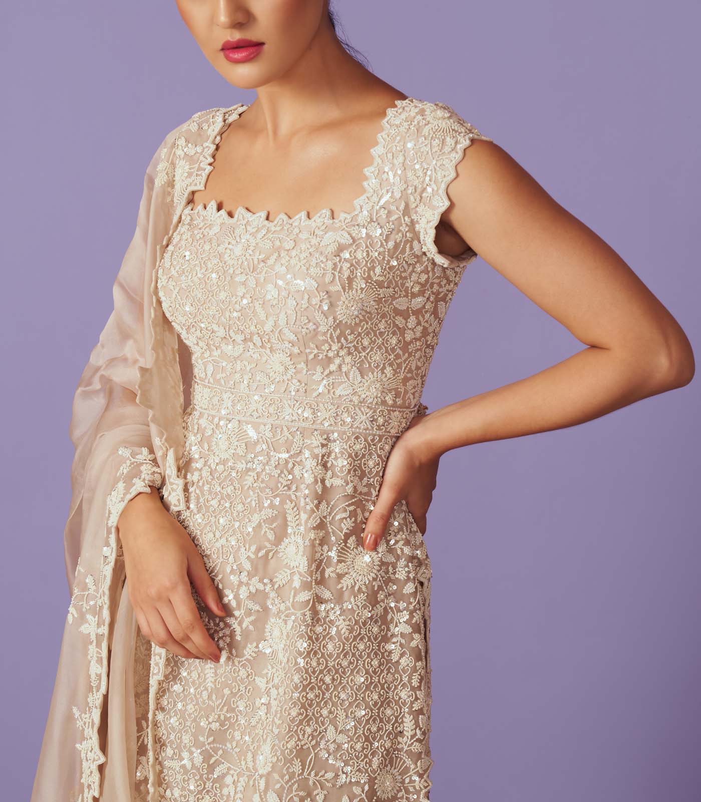 Mughal Pearl Jacket Set