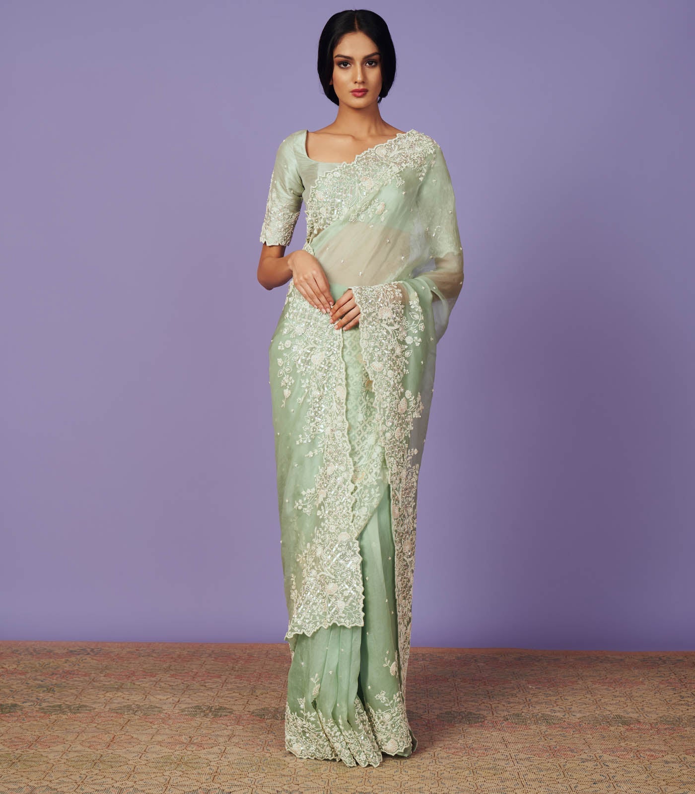 Pearl Work Saree Set