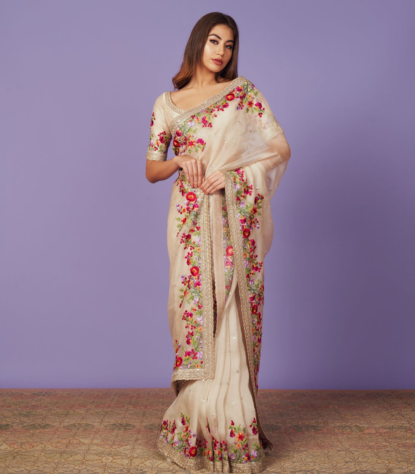 Zardozi Border Saree Set