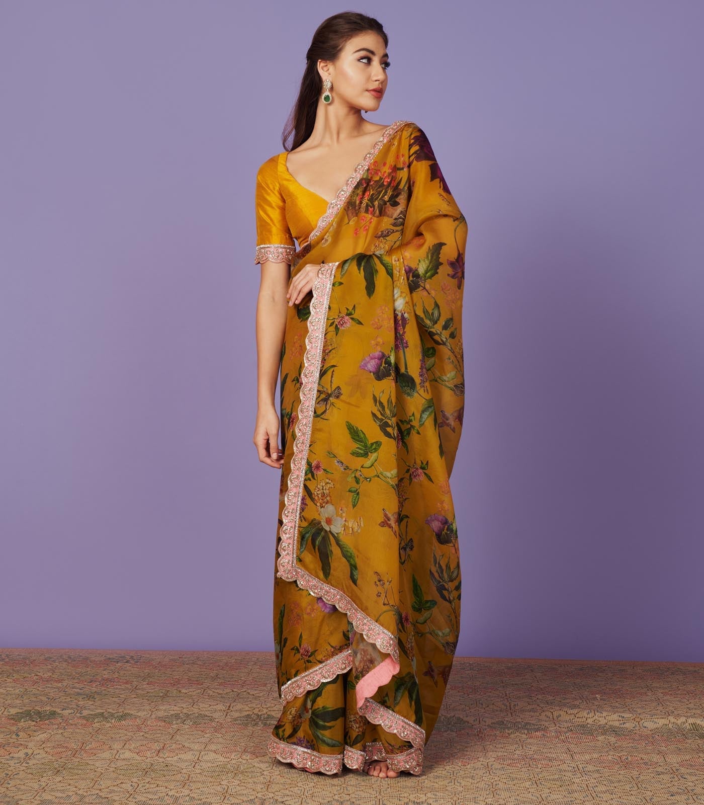 Organza Zardozi Border Saree Set