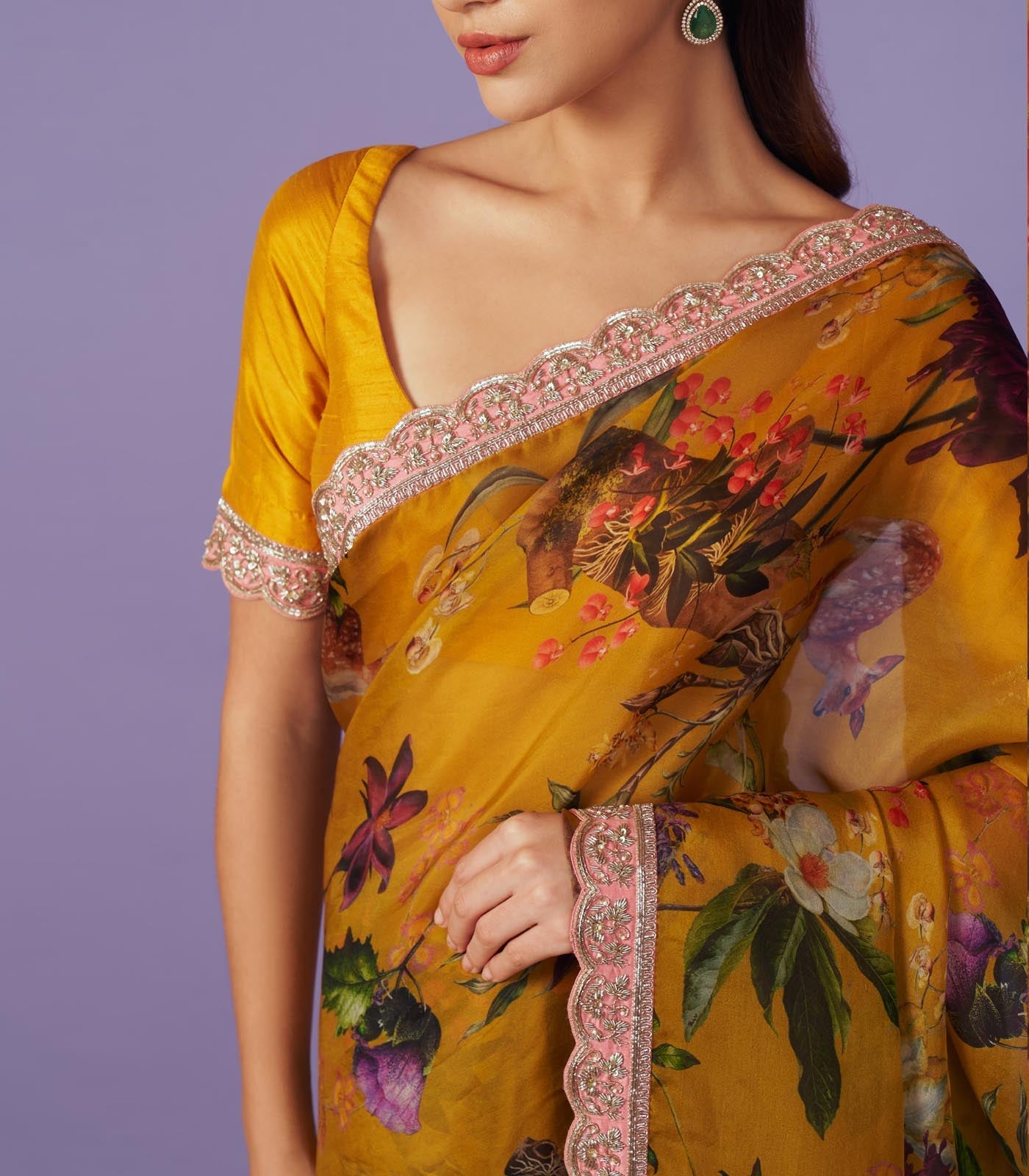 Organza Zardozi Border Saree Set