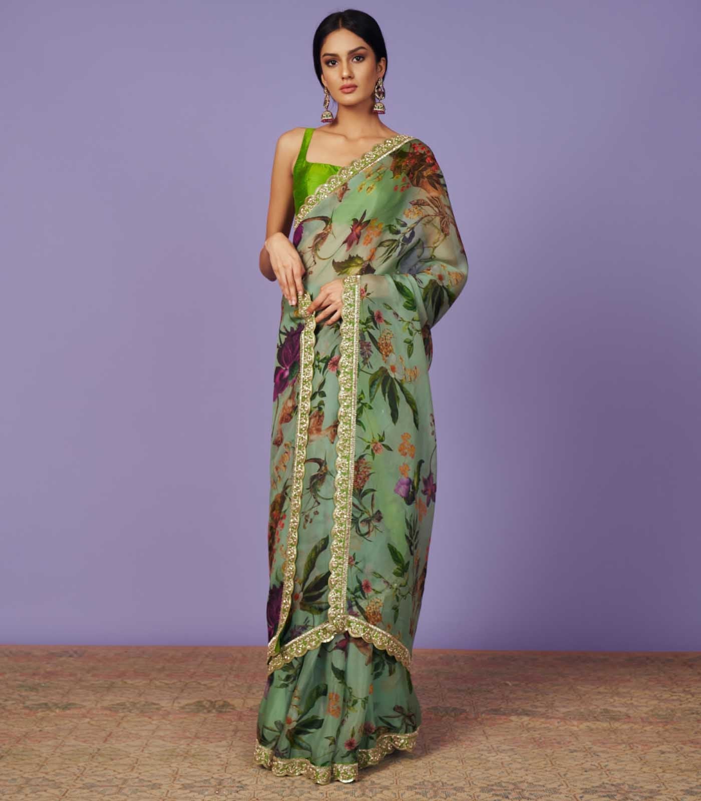 Zardozi Border Saree Set