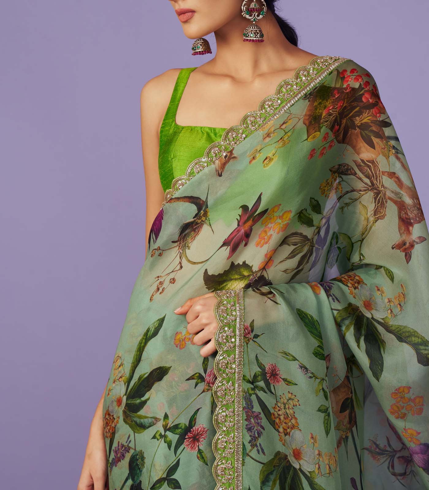 Zardozi Border Saree Set