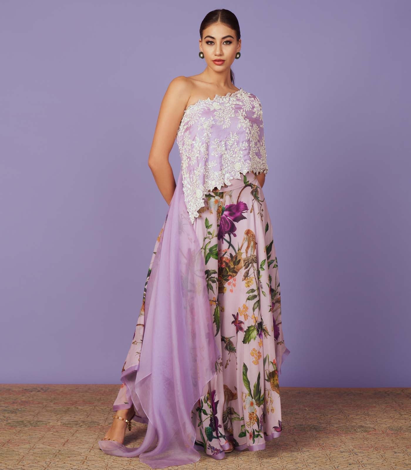 One Shoulder Cape Set
